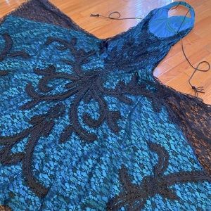 Sue Wong Blue /Black Lace Formal Dress/ Gown